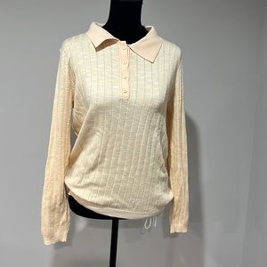 Beige color Polo shirt! Long sleeves! Size M.